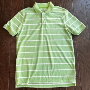 New W/O Tags Men's St. John's Bay Heritage Pique Polo in Lime and White Stripe